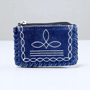 Navy Blue Bootstitch Coin Pouch