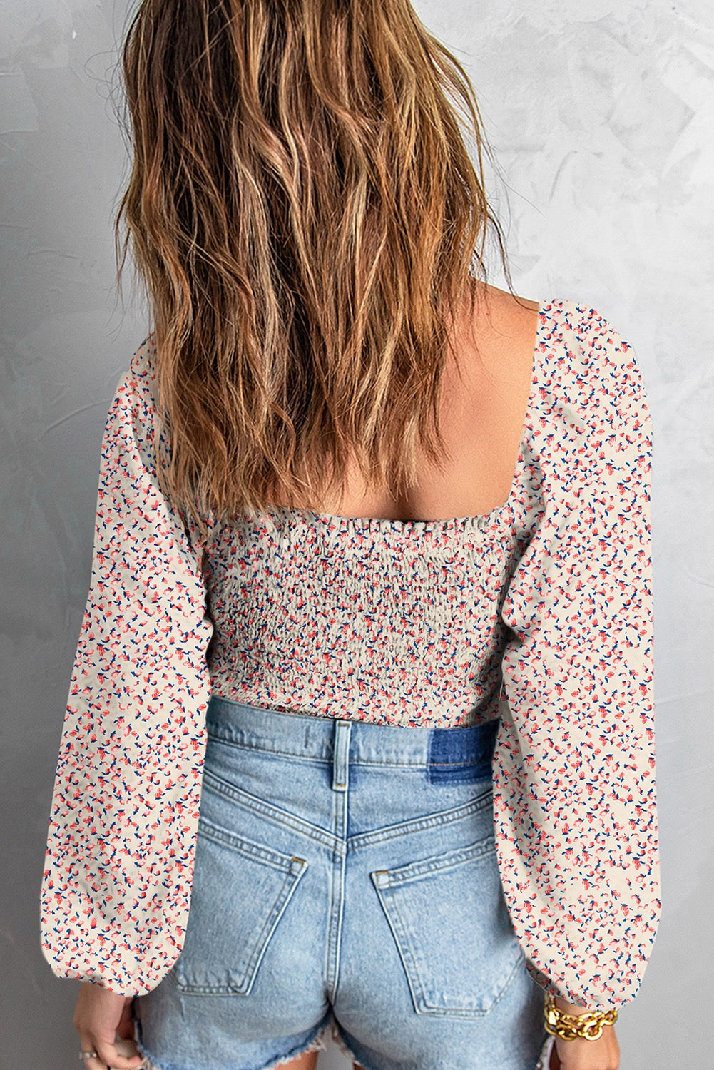 Smocked Puff Sleeve Floral Top