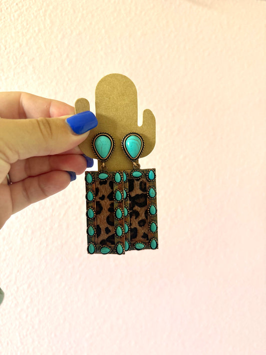 Leopard & Turquoise Earrings