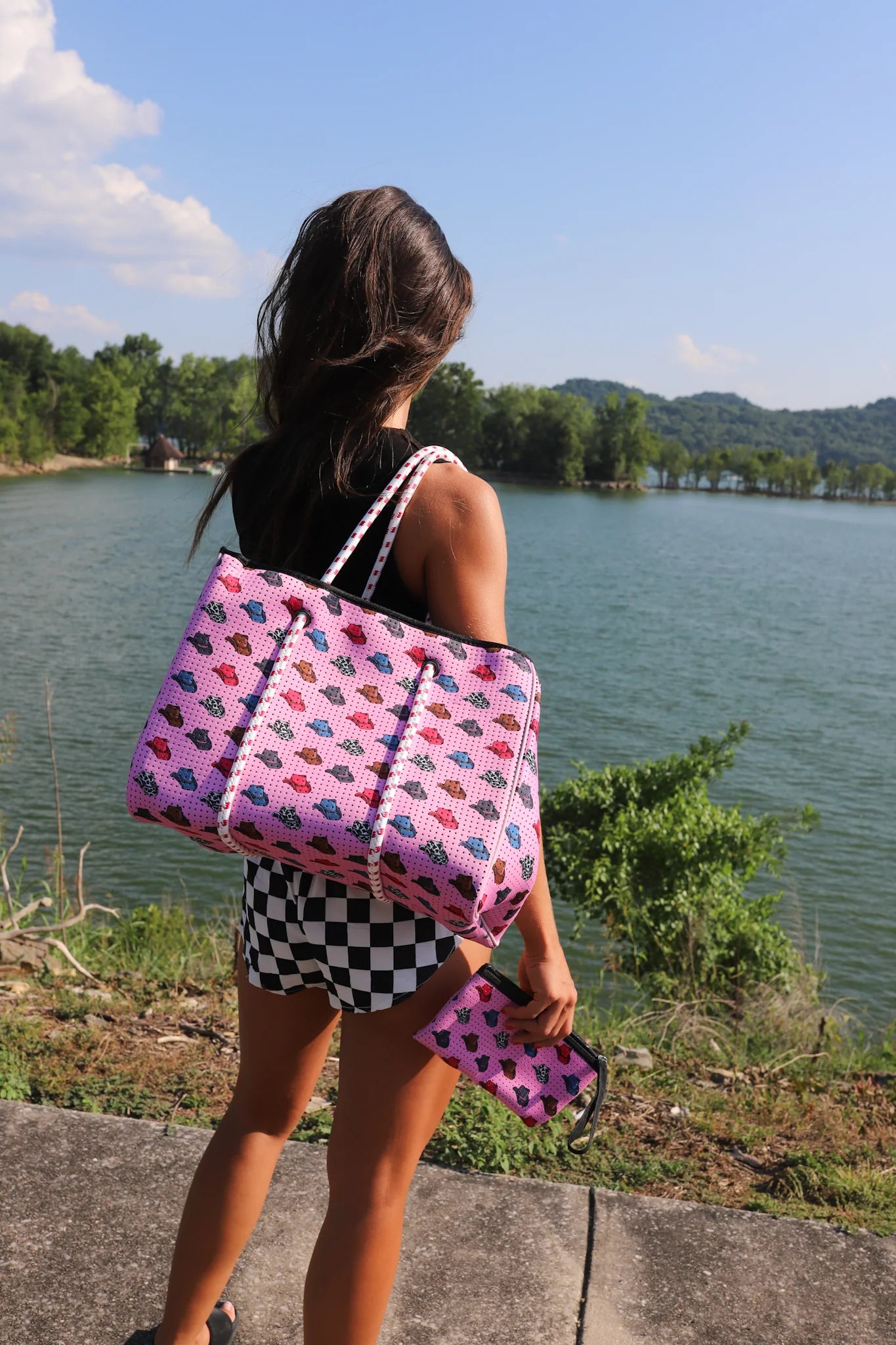 Pink Cowboy Hat Large Tote