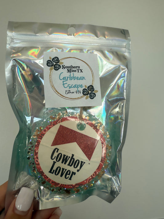 Turquoise “Cowboy Lover” Car Freshie
