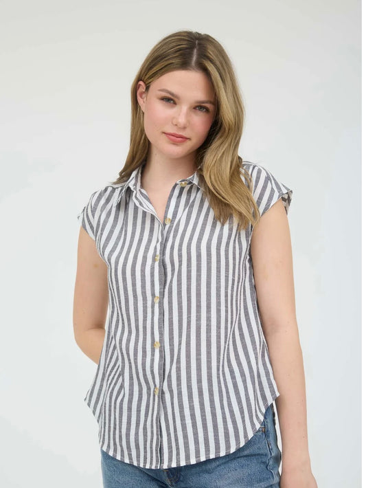 Stripe Collared Button Down Top