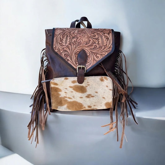 Cowhide & Tooled Leather Backpack