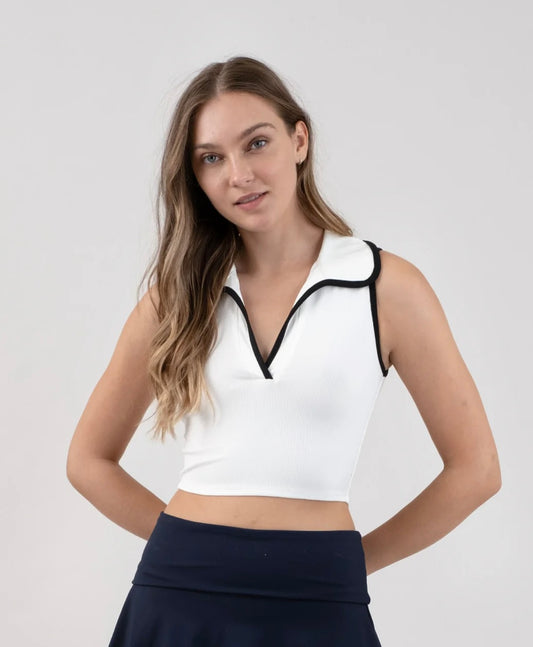 White Collared Golf Top