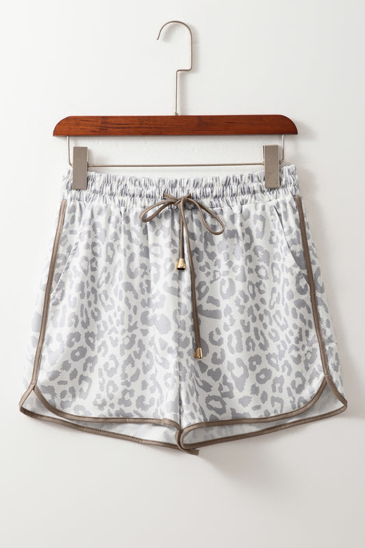 White Leopard Elastic Everyday Short