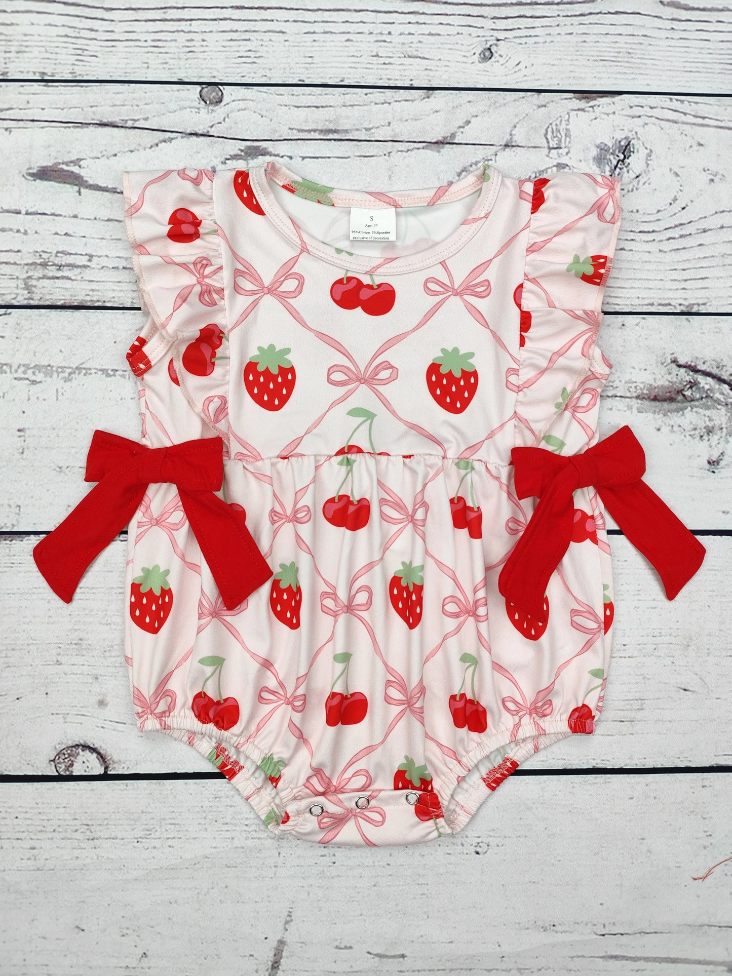 Strawberry Bow Baby Girl Bubble