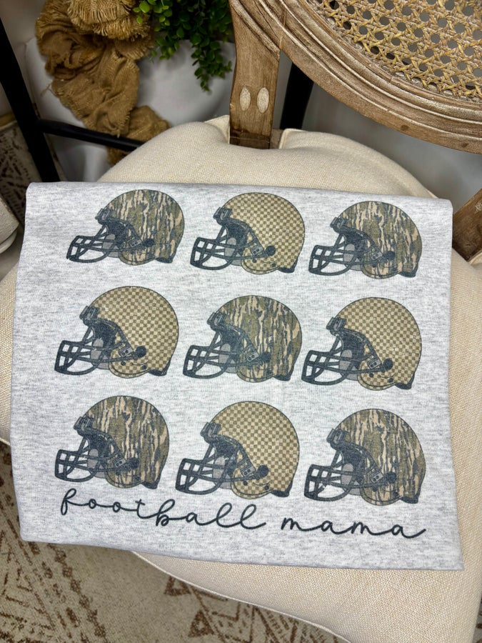 Football Mama Camo Helmets Tee