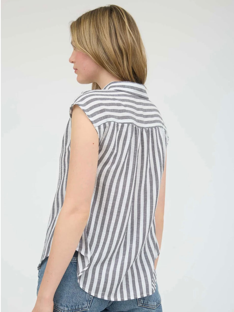 Stripe Collared Button Down Top