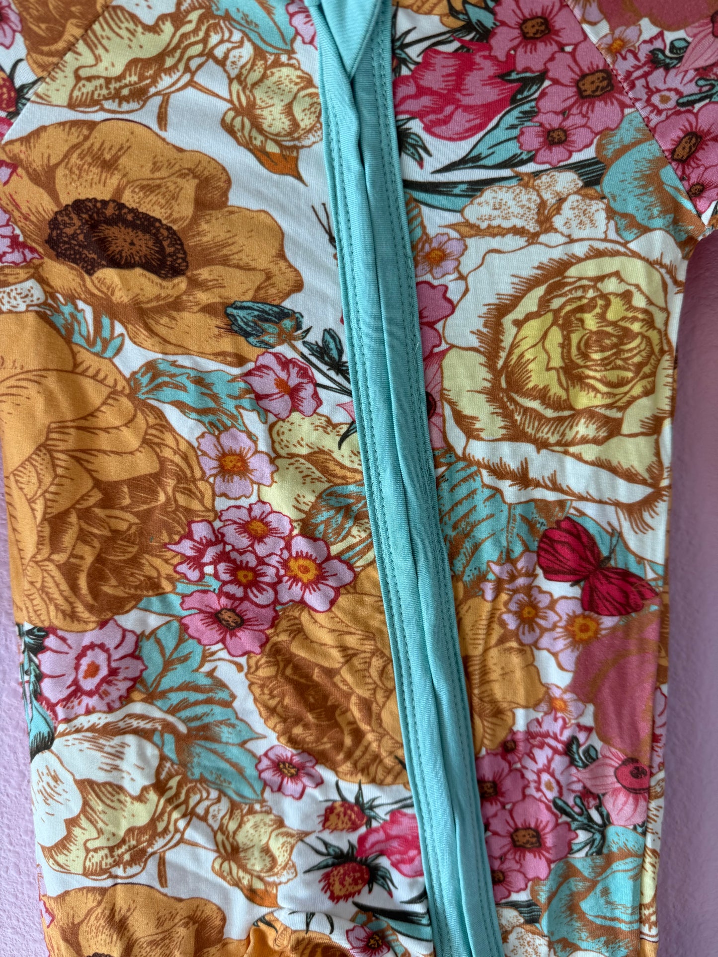 Teal Flowers Bamboo Pajamas