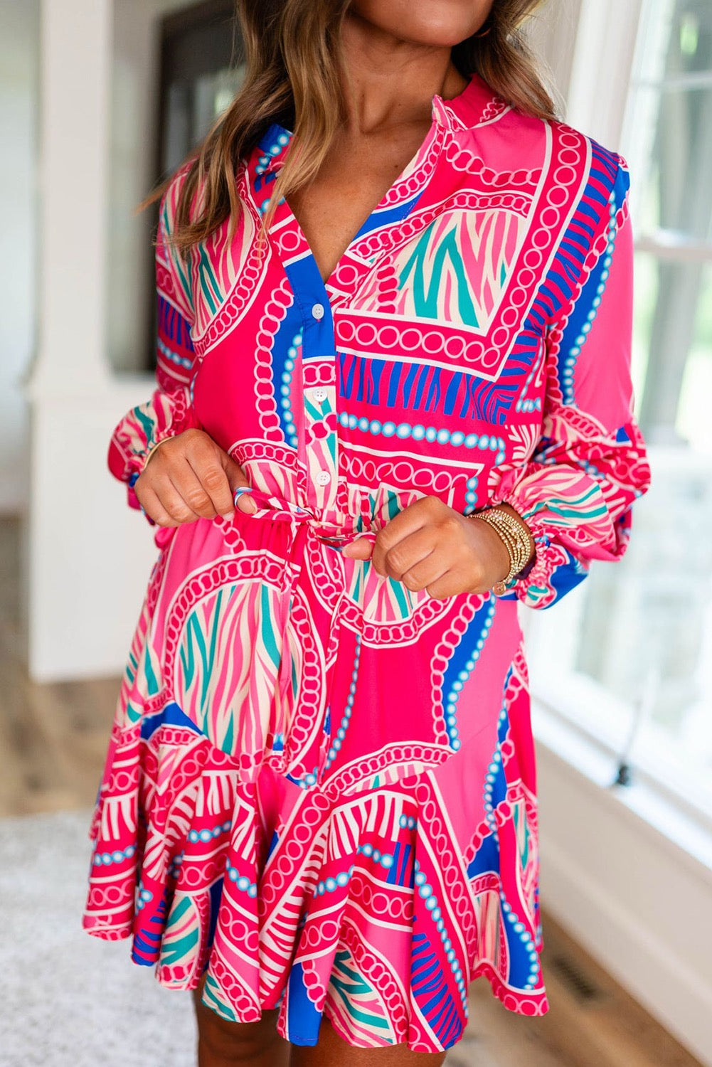 Hot Pink & Blue Coastal Dress