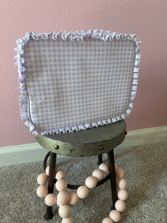 Large Purple Gingham with Ruffle Cosmetic Bag