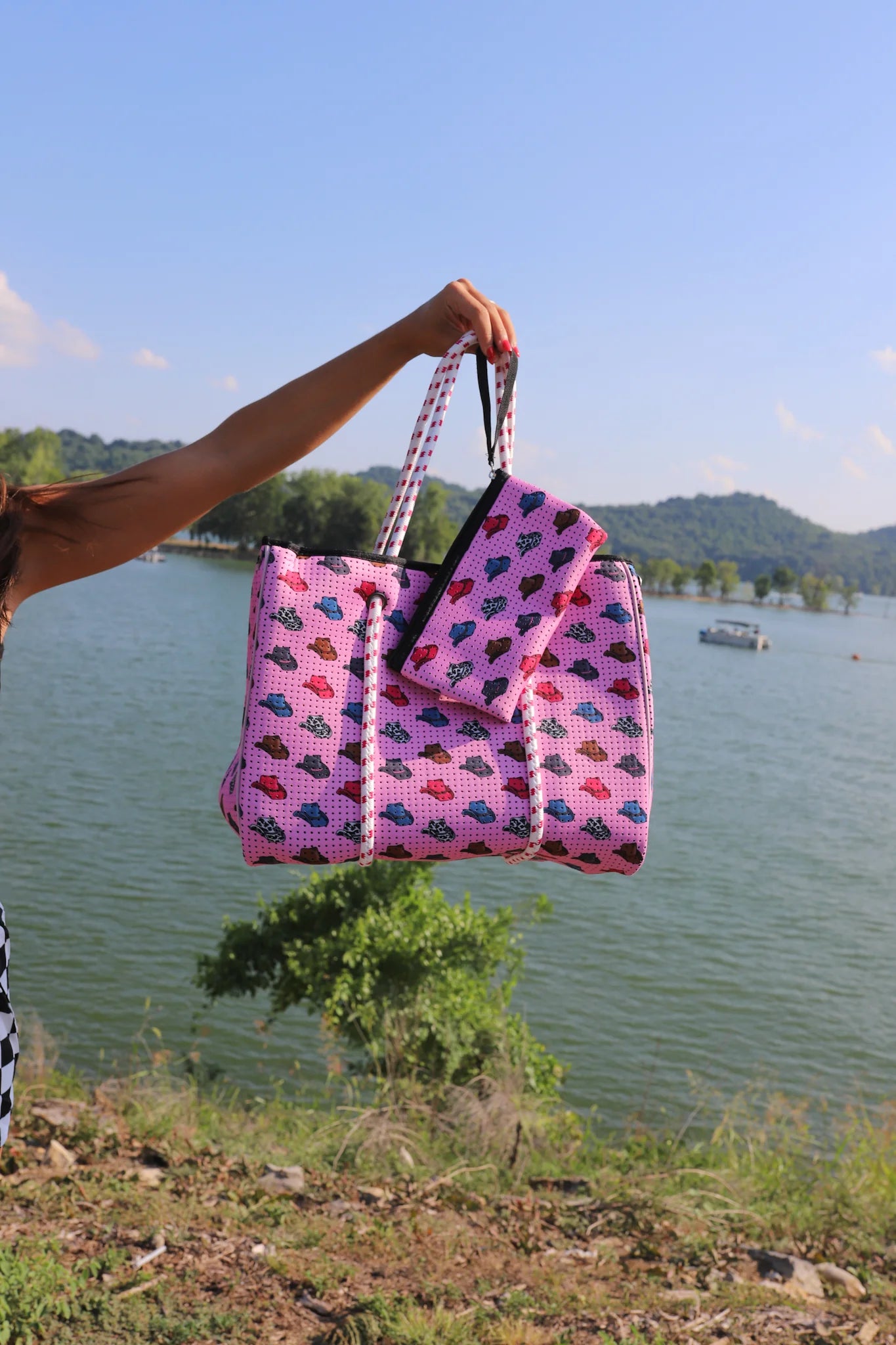 Pink Cowboy Hat Large Tote