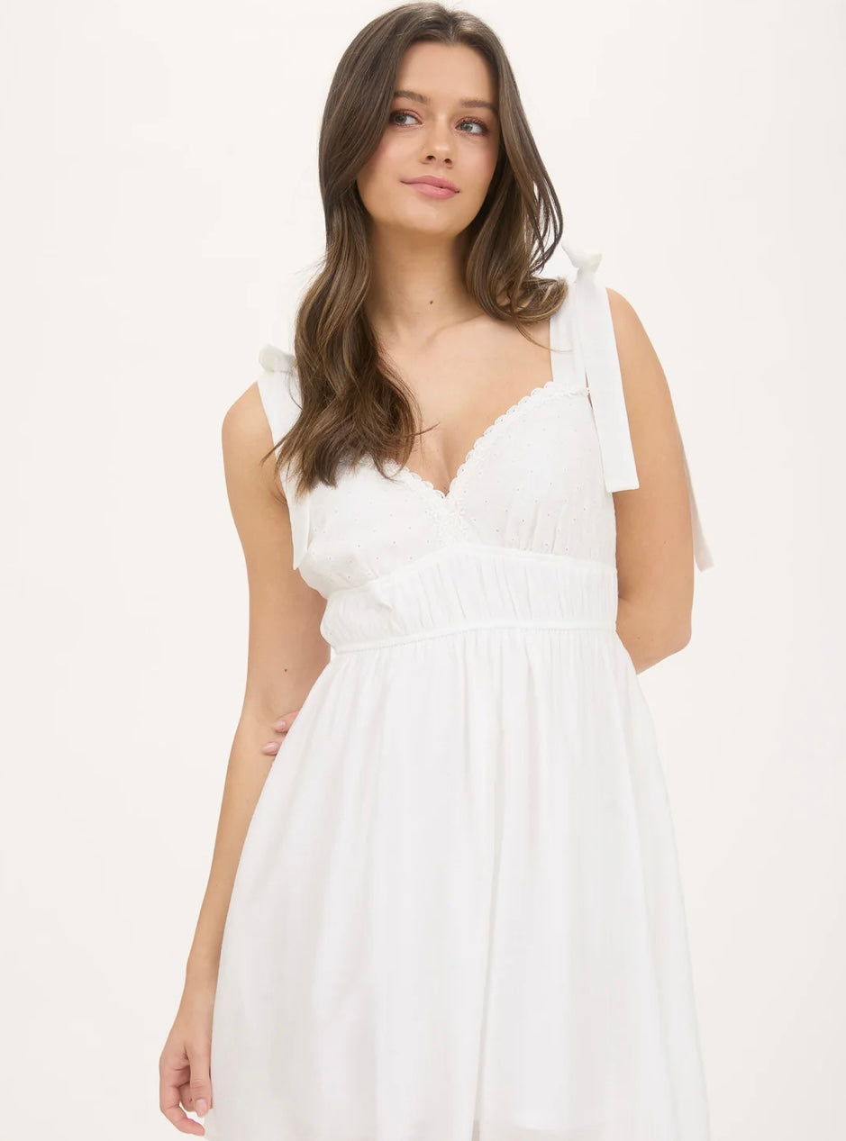 White Eyelet Detail Dress