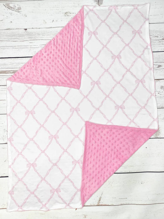 Pink Bow Baby Girl Blanket