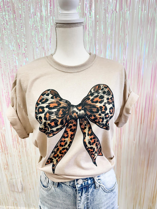 Leopard Bow Graphic Tee