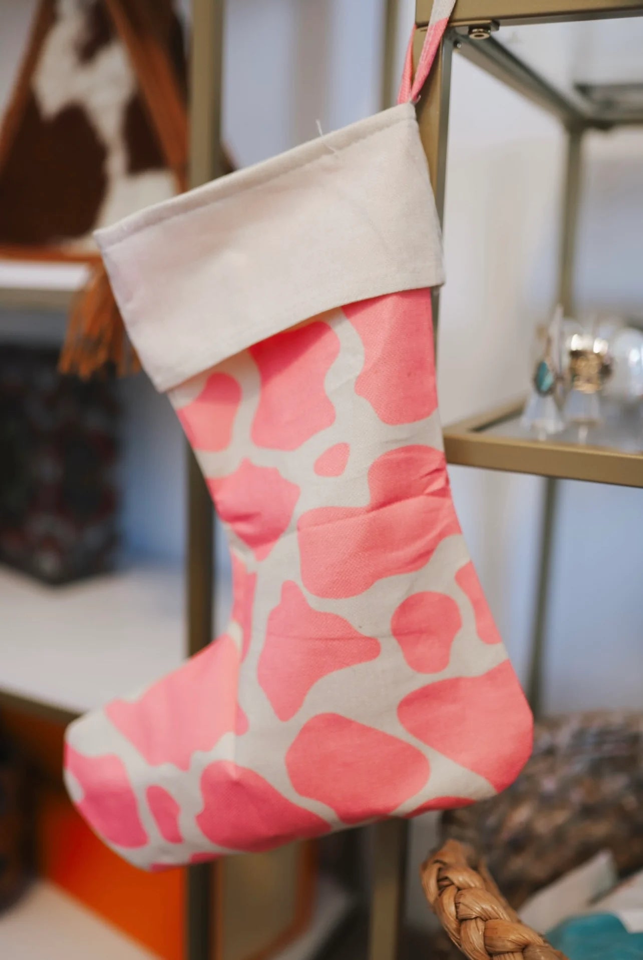 Pink Cowhide Stocking