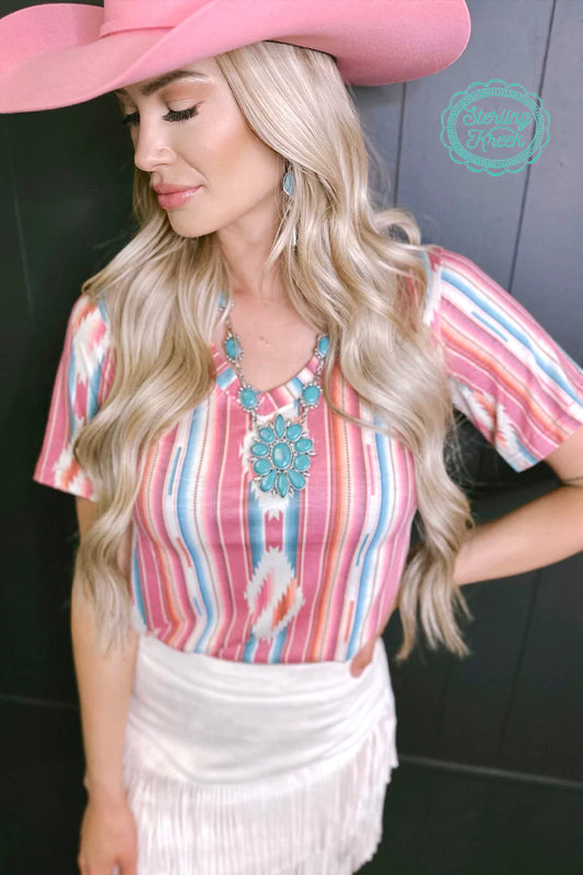 Coastal Aztec V-Neck Top