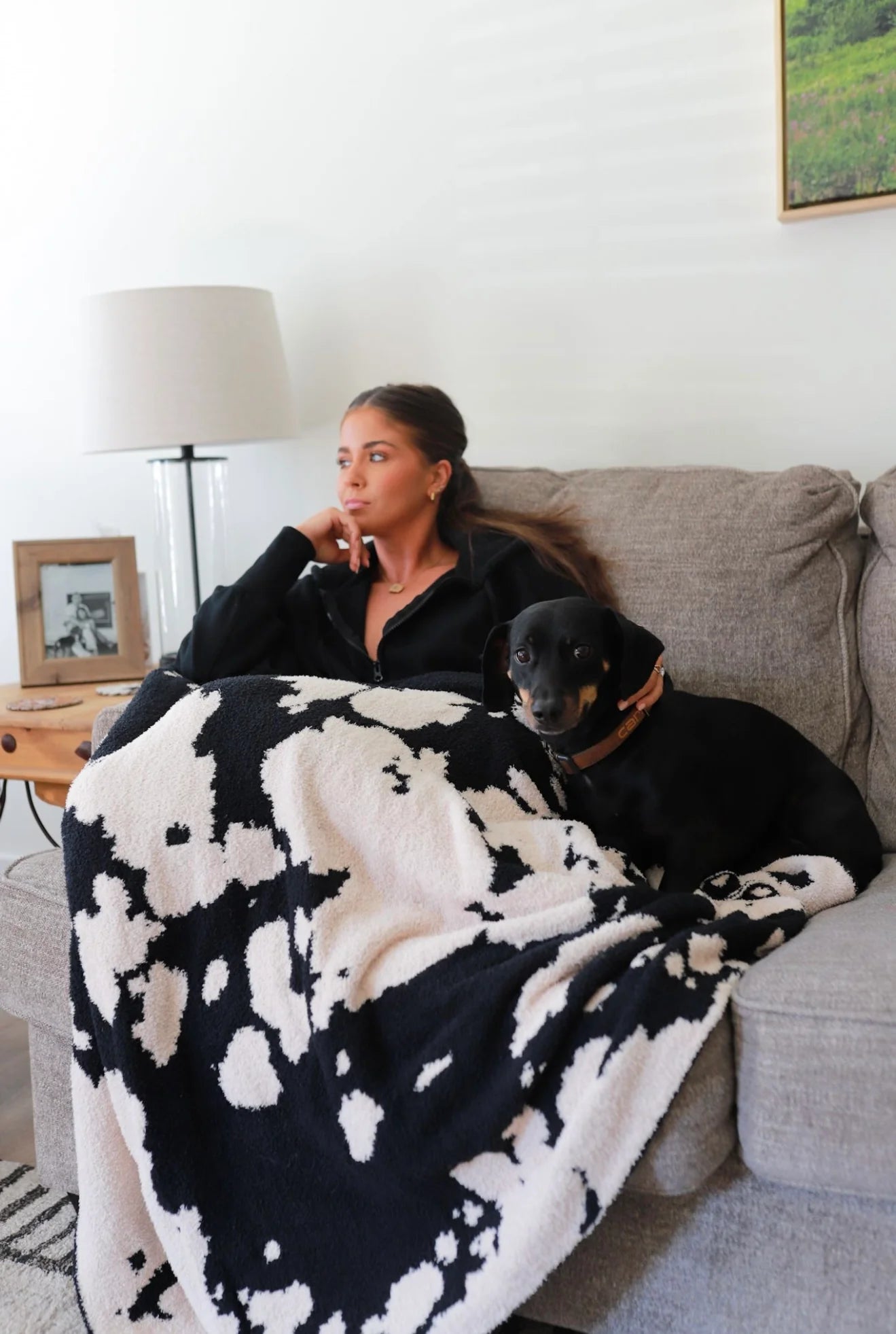 Black Cowhide Blanket