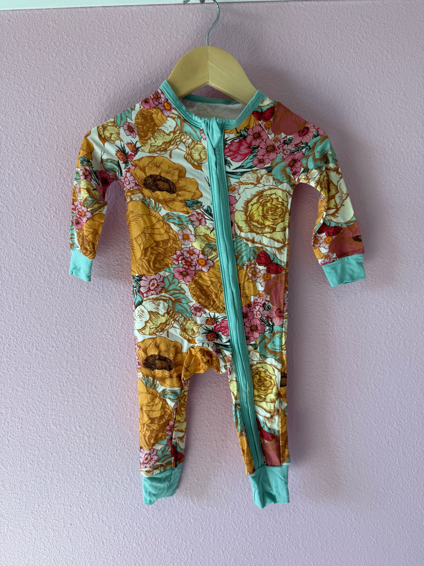 Teal Flowers Bamboo Pajamas