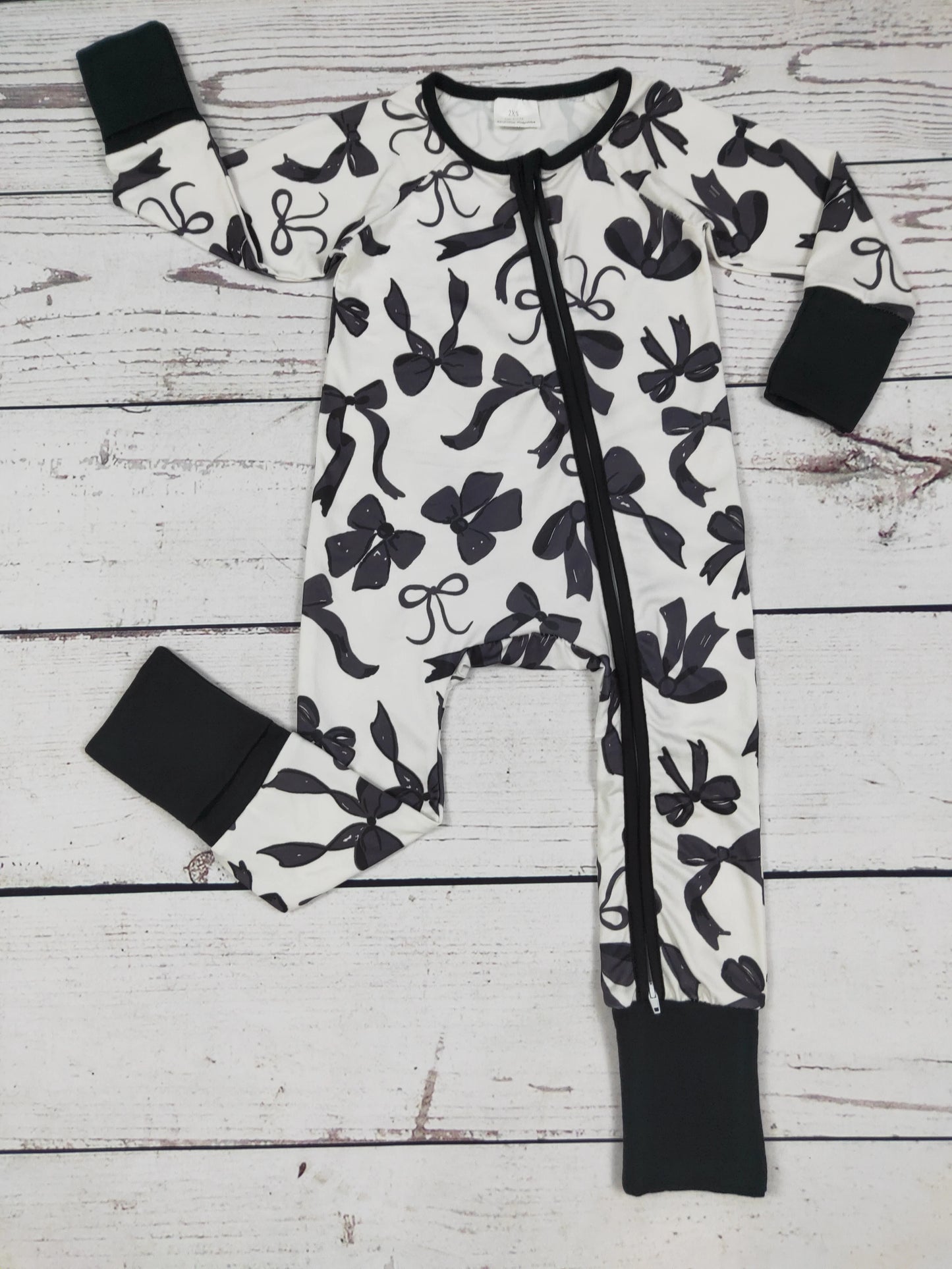 Black Bow Baby Girl Sleeper