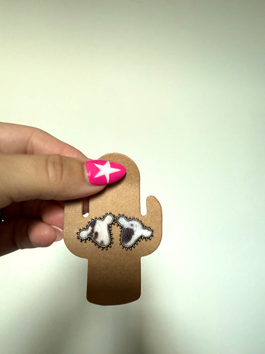 Brown Cowhide Stud Earrings