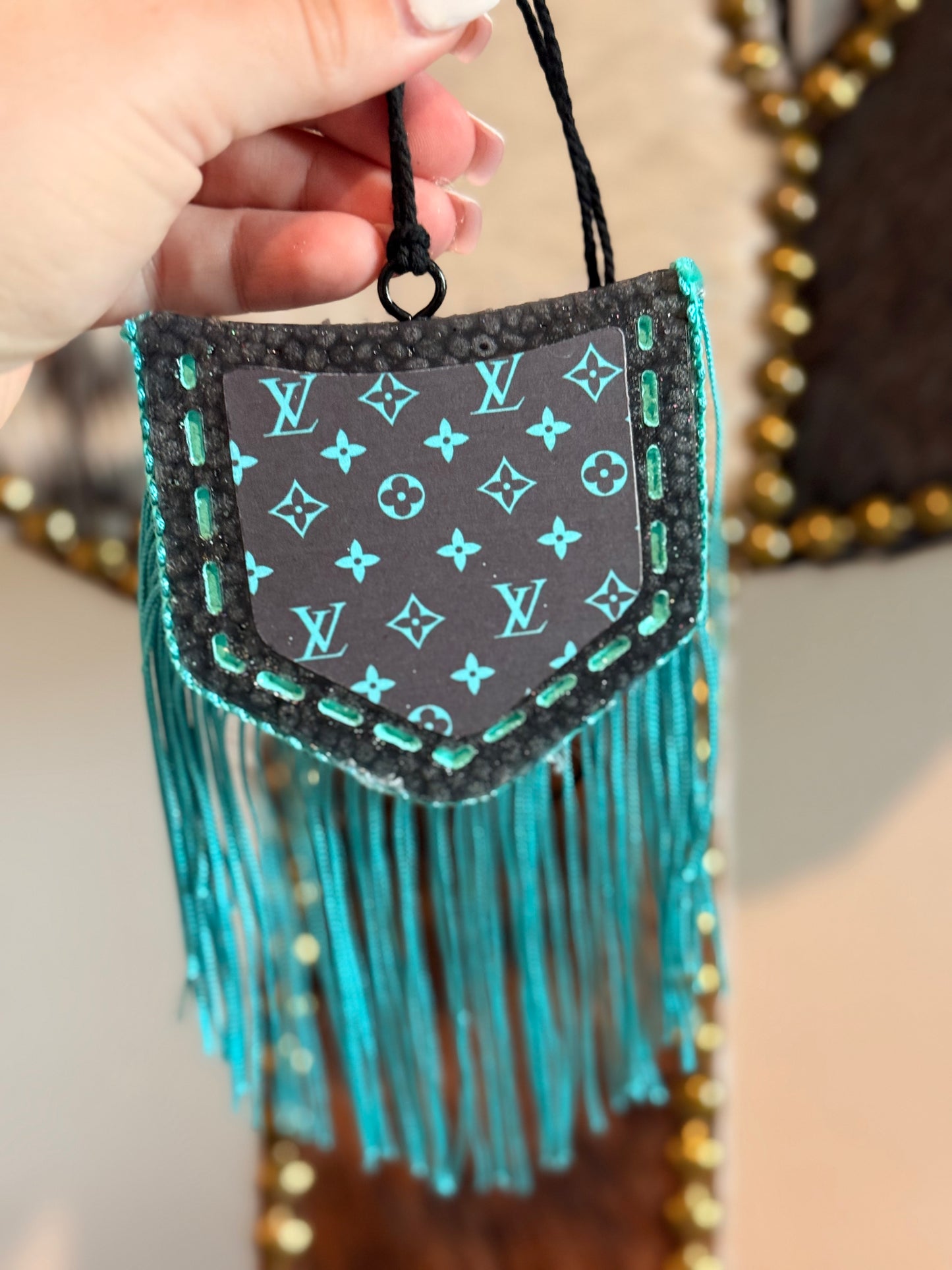 Blue LV Pocket Car Freshie