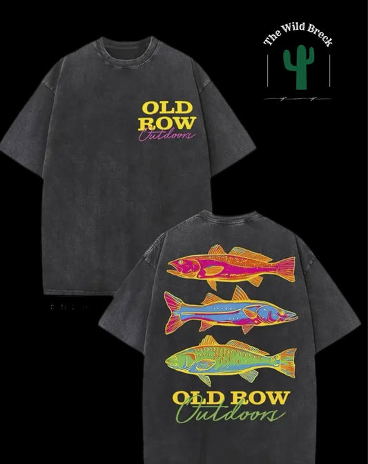 Old Row Black Multi Fish Mens Tee