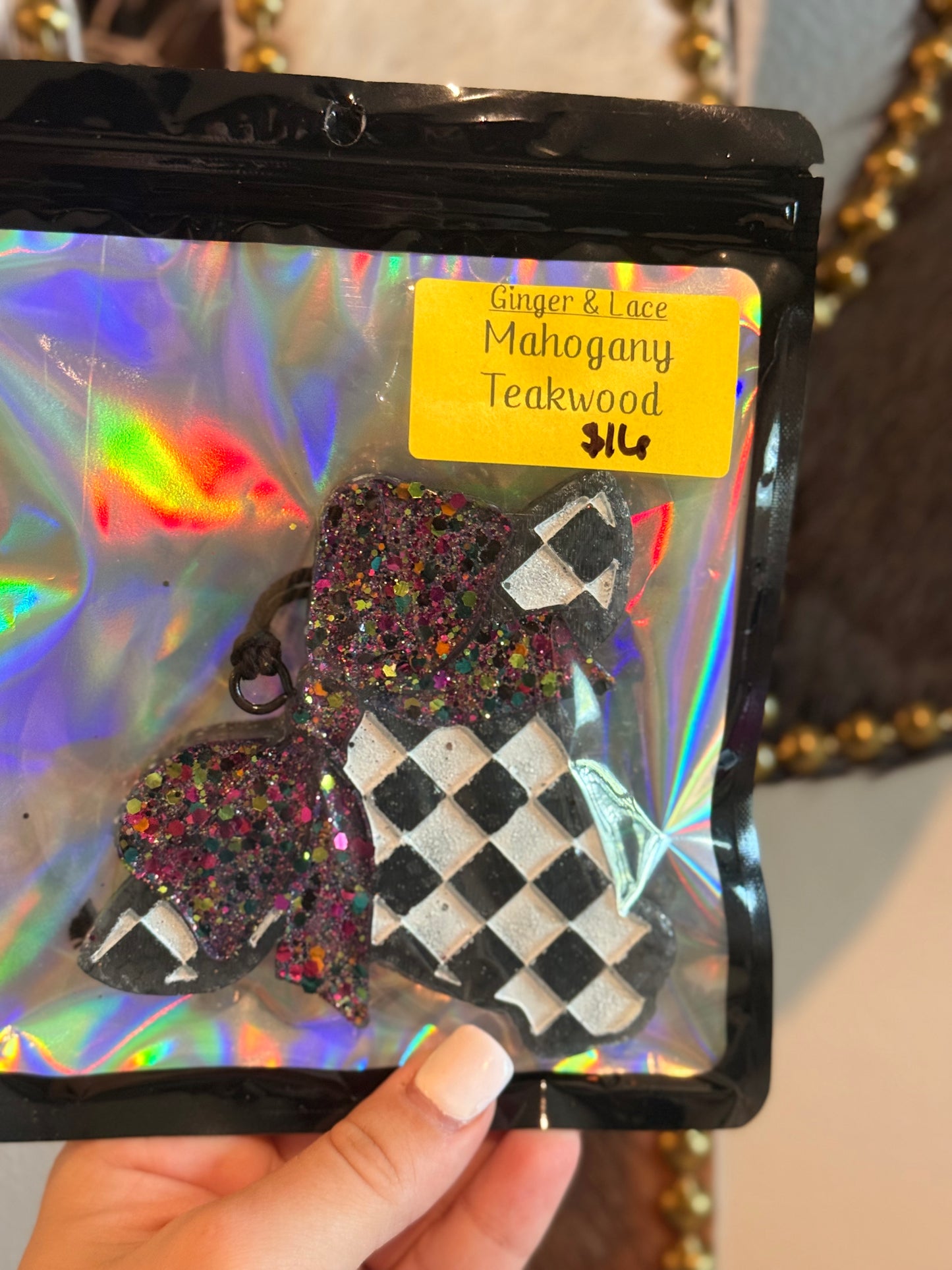 Checkered Cow Car Freshie