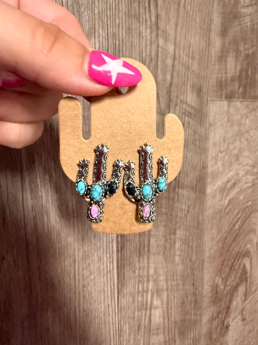 Cactus Studs with Jewels