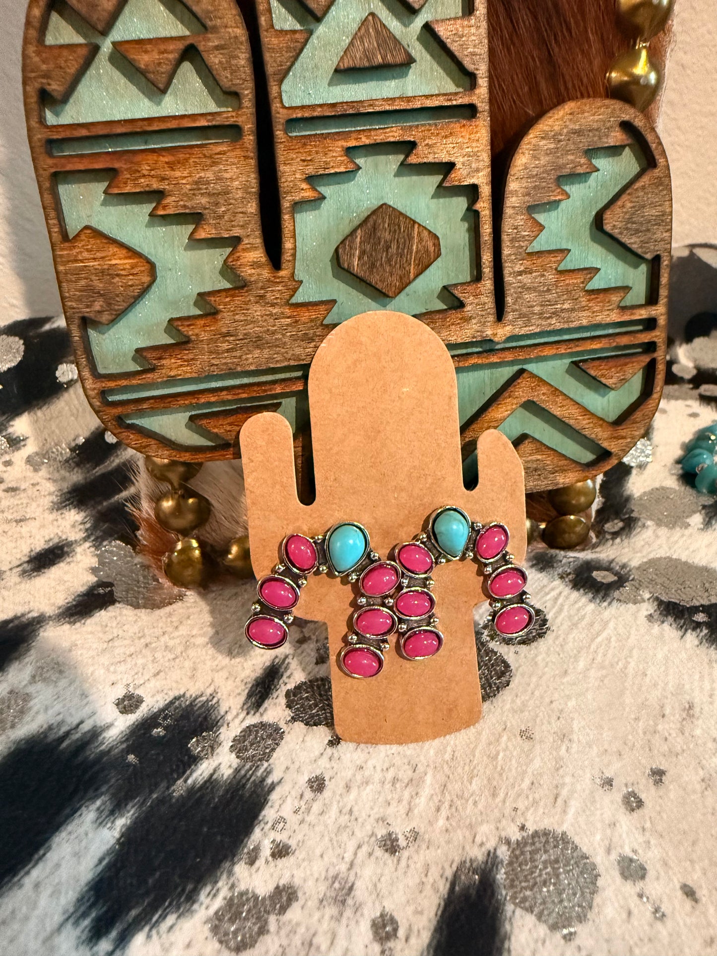 Turquoise & Pink Earrings