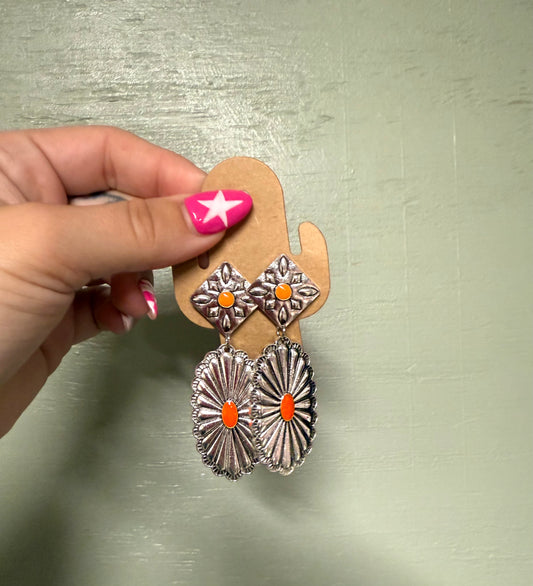 Coral & Concho Earrings