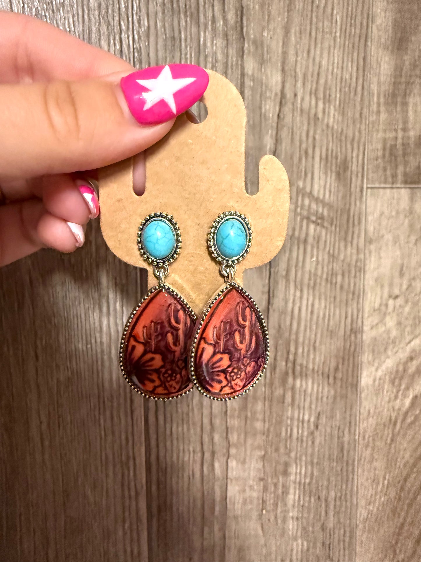 Tooled Cactus Earrings