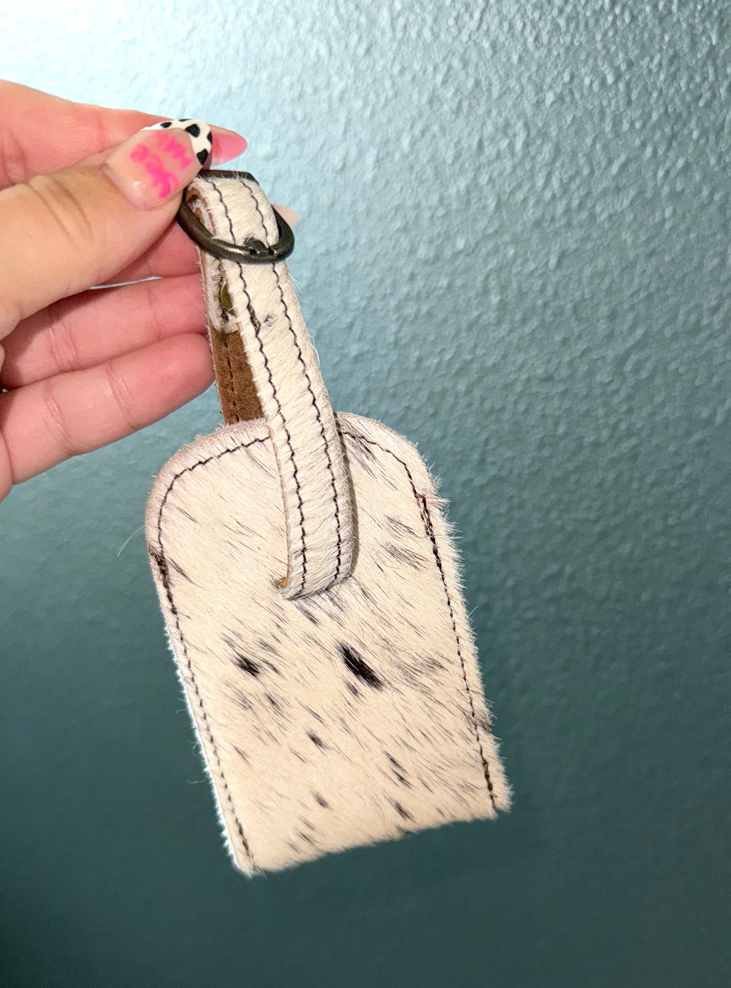 Spotted Cowhide Luggage Tag