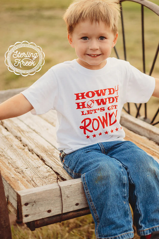 Red & White Howdy Kids Graphic Tee