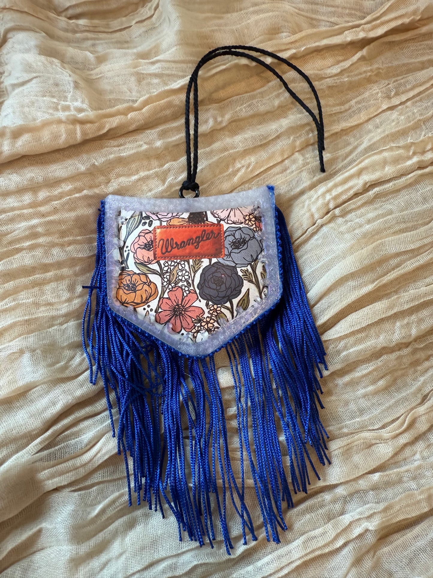 Wrangler Car Freshie with Blue Fringe