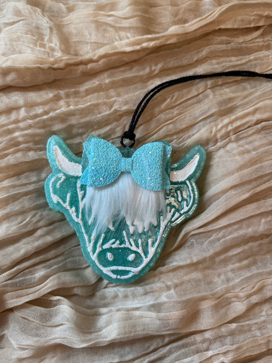 Teal Highland Cow Car Freshie