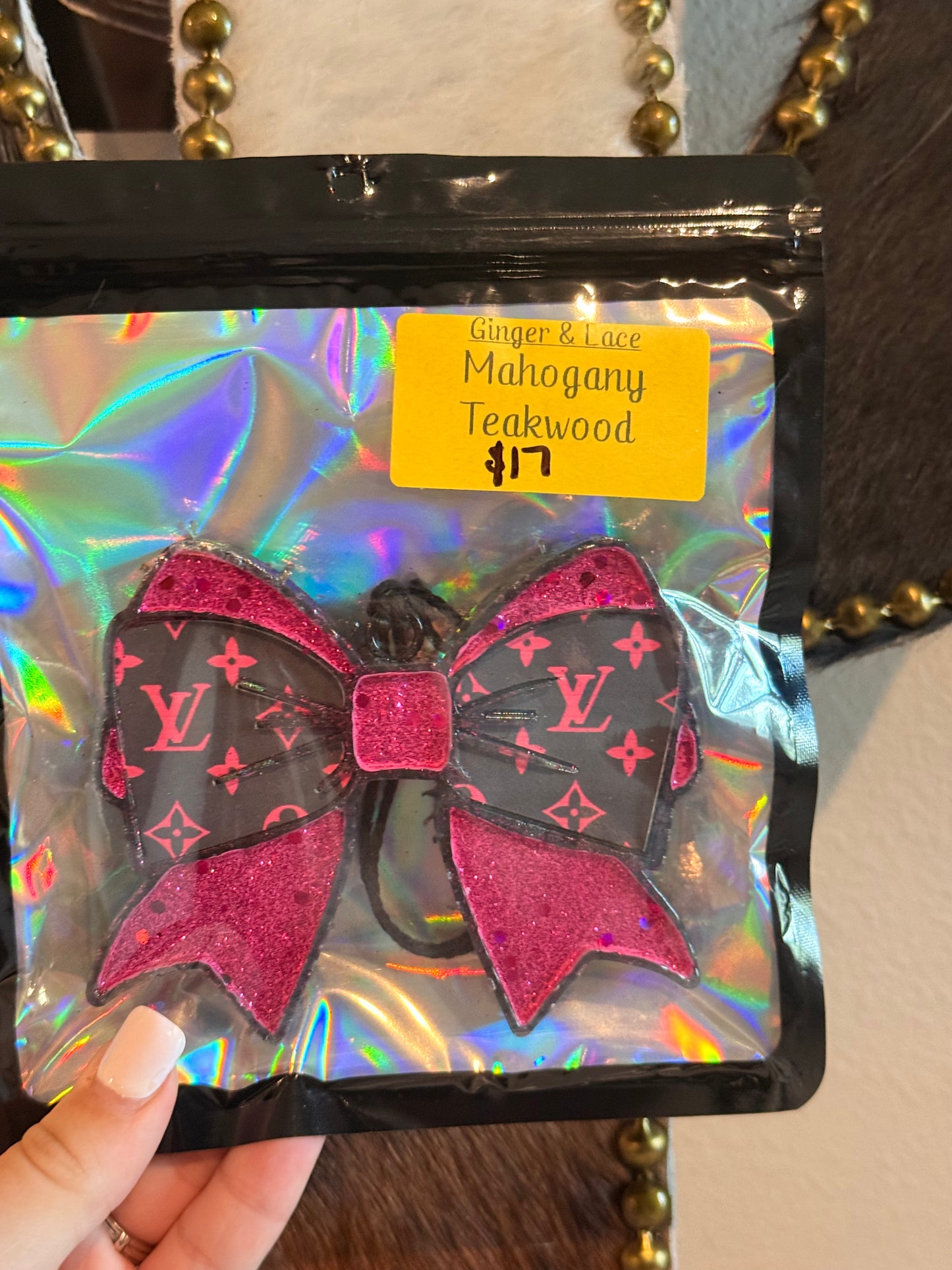 Pink LV Bow Car Freshie