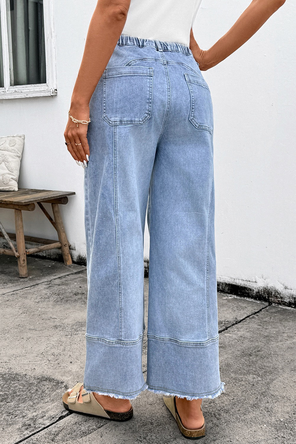 Breck Blue Jeans- Natural Hem & Wide Leg