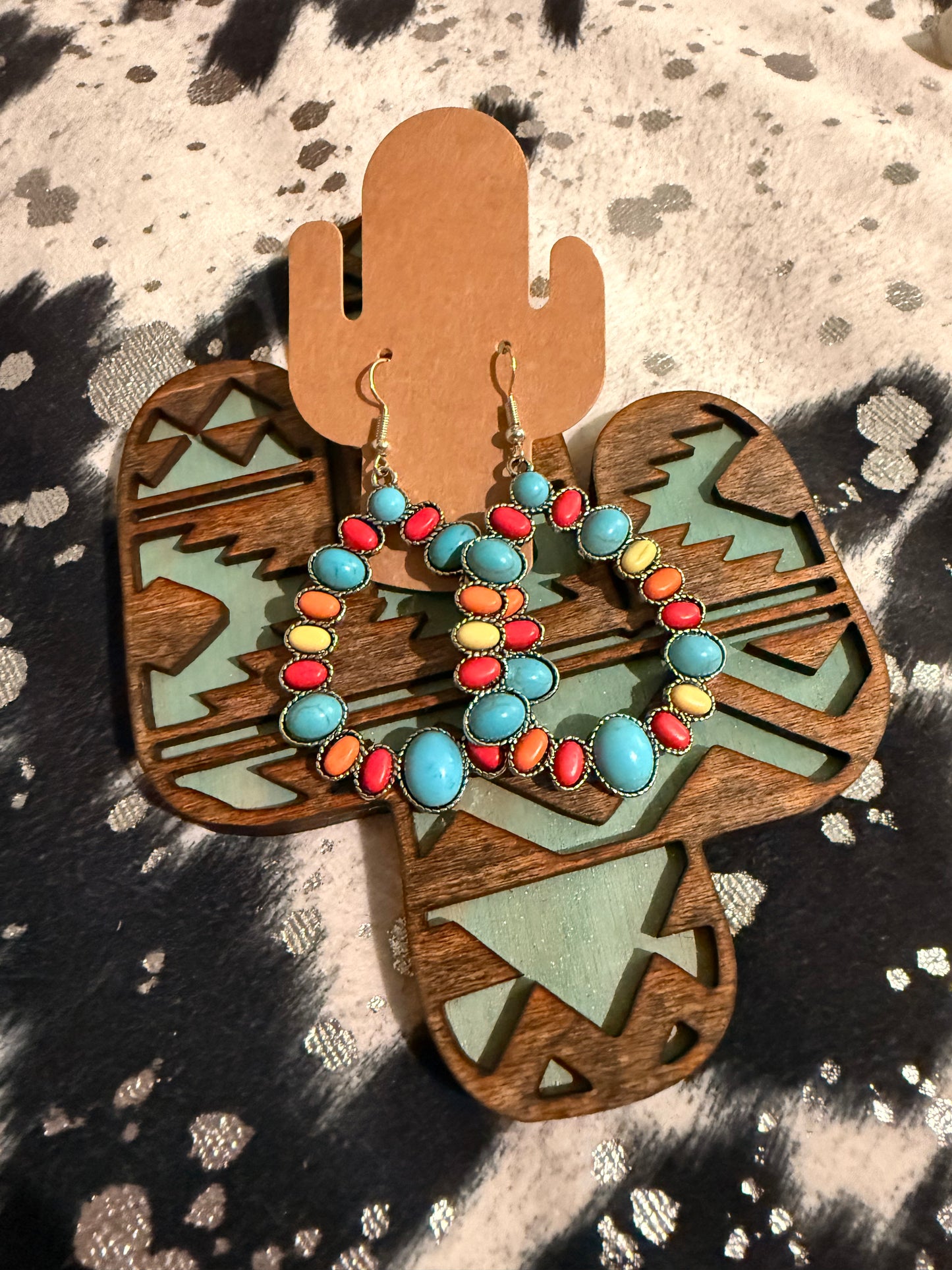 Multicolor Stone Teardrop Earrings