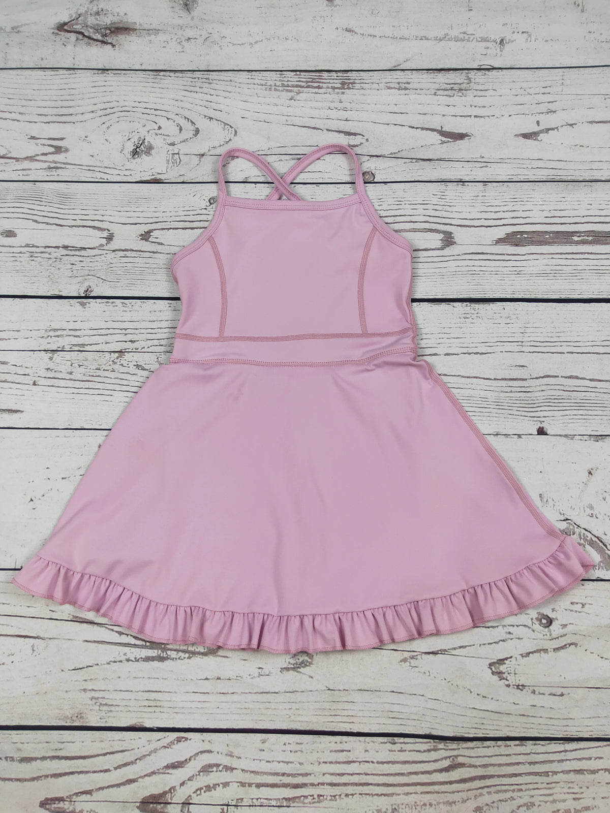 Girls Pink Ruffle Athletic Dress