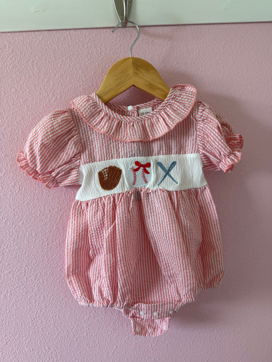 Baseball Baby Girl Smock