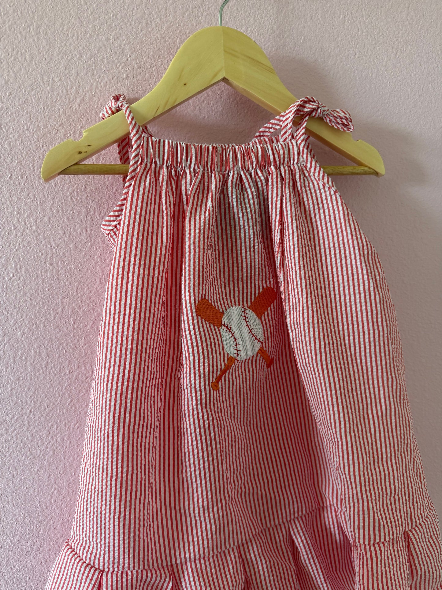 Red Baseball Embroidered Dress
