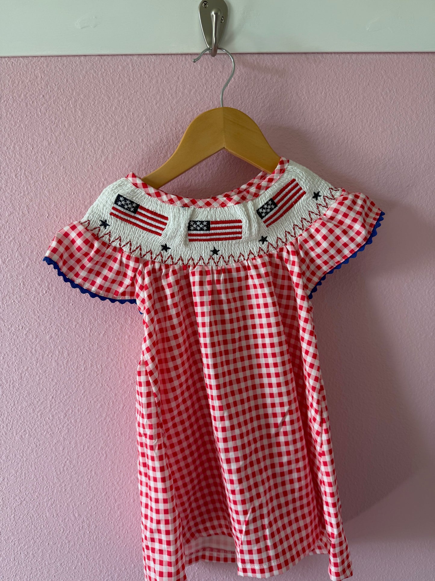 USA Smocked Gingham Dress