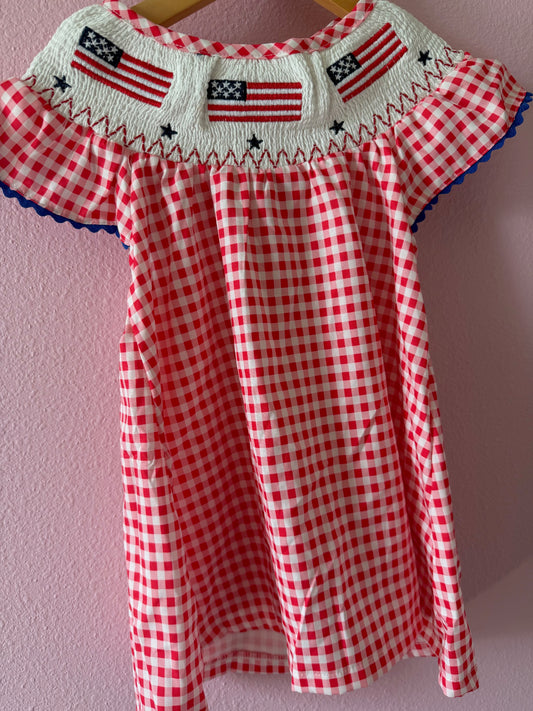 USA Smocked Gingham Dress