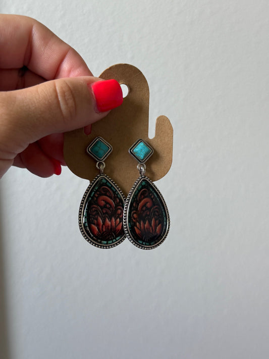 Tooled Flower Earrings