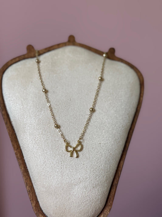 Gold Bow Necklace