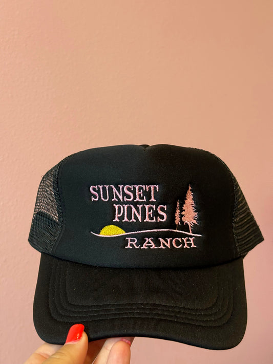Black & Pink Sunset Pines Hat