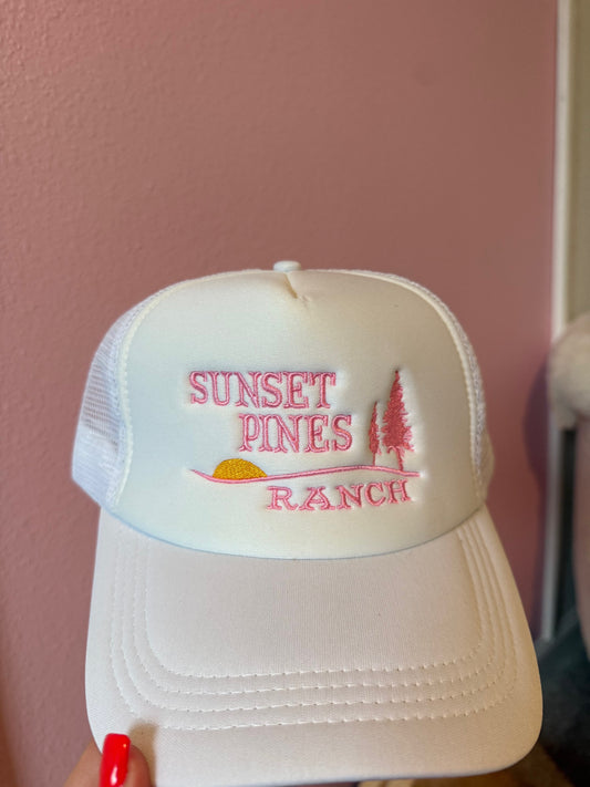 White & Pink Sunset Pines Hat