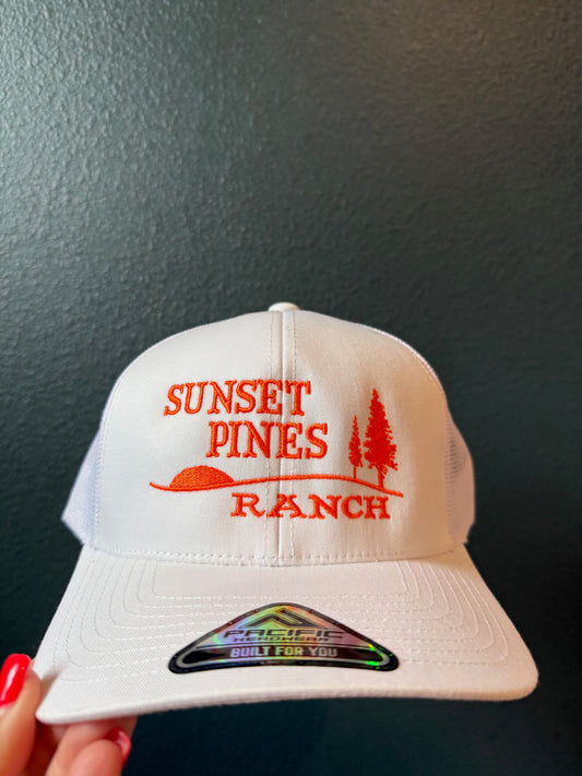 White & Orange Sunset Pines Ranch Hat
