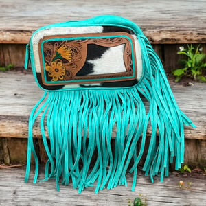 Sunflower Tooled Leather & Cowhide Crossbody